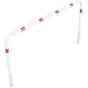 Access barriers | removable and revolving | with triangular locking mechanism | without quarter-bent bar | hot-dip galvanized and white coatedwith red reflecting stripes | total width: 2500 mm